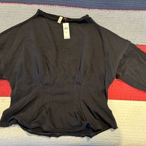 NWT Anthropologie Pilcro Cropped Seamed Pleated Sweatshirt